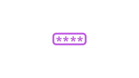 Purple Asterisk Password Input Field Icon on animation White Background sec.. Stock Footage 321855391