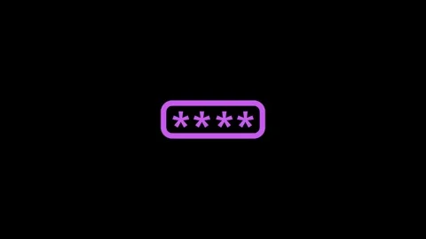 Purple Asterisk Password Input Field Icon on animation Black Background sec.. Stock Footage 321855392