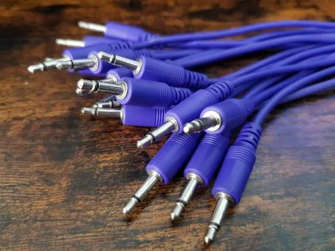 Purple audio patch cables Stock Photos