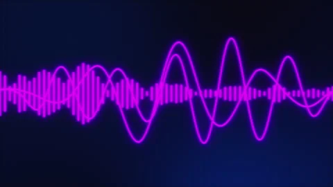 Purple Audio Waveform and Equalizer on Dark Blue Background Loop Stock Footage 330623370