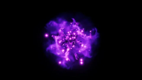 Purple aura energy explosion effect on black background Stock Footage 319777495