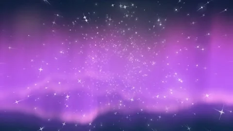 Purple Aurora Borealis Animation with Falling Stars and Glowing Particles Stock Footage 344848599