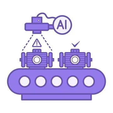 Purple Automated Quality Control Icon. Vector Illustration. Smart Sensors S.. Иллюстрация