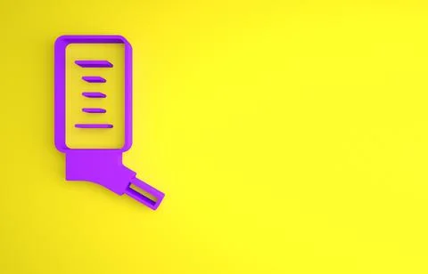 Purple Automatic drinker for small pets icon isolated on yellow background. M Illustrazione stock