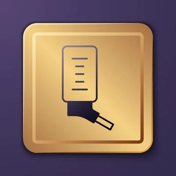Purple Automatic drinker for small pets icon isolated on purple background. Gold Illustrazione stock