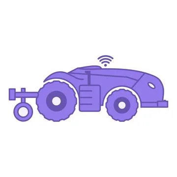Purple Autonomous Driverless Tractor Icon. Vector Illustration. Modern Driv.. Stock Illustration
