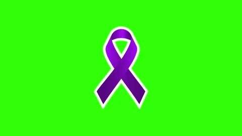Purple Awareness Ribbon Icon on Green Background Stock Footage 315073735