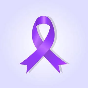 Purple awareness ribbon on purple glow background Stock Illustration