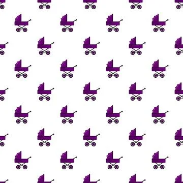 Purple baby carriage repeating pattern for nursery design Illustration