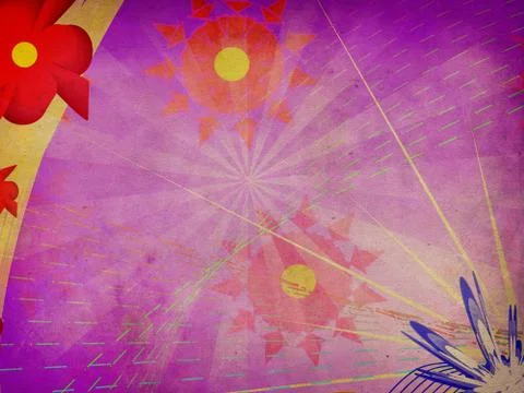 Purple background with abstract flowers イラスト素材