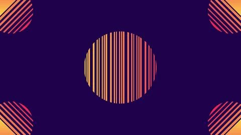 Purple background with a circle in the middle and orange lines surrounding it Illustrazione stock