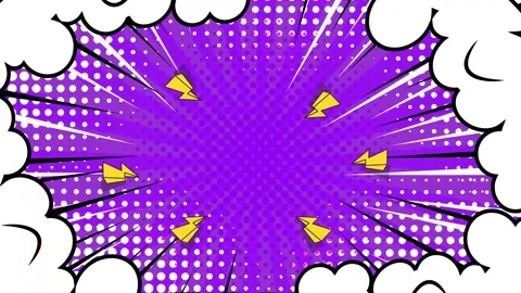 Purple background with dynamic comic background with explosive and elements Stock Footage 293262701