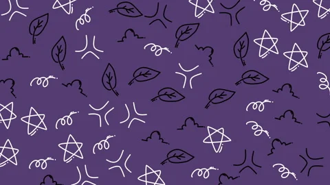 Purple background features whimsical doodles 스톡 동영상 335222374