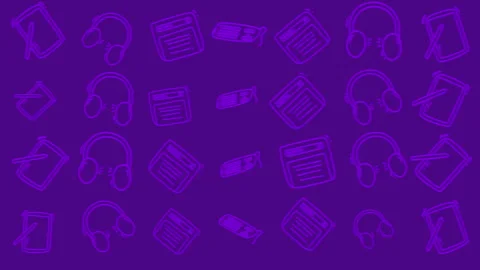 Purple background filled with simple line icons Stock Footage 337532005