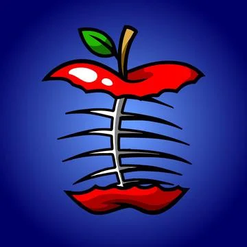 Purple background fish-bone apple Stock Illustration