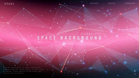 Purple background with geometric low poly wireframe elements Illustrazione stock