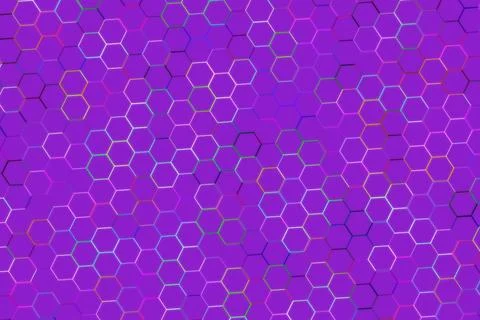 Purple background with glowing hexagon pattern for technology 库存插图