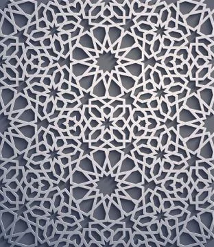 Purple background . Islamic ornament vector , persian motiff . 3d ramadan Stock Illustration