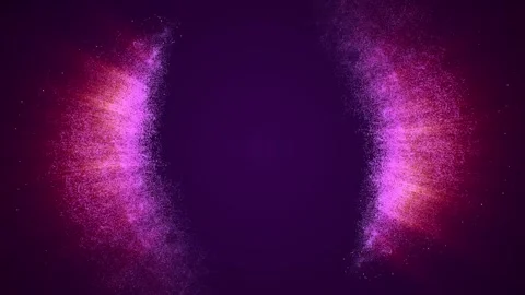 On a purple background, light elements of orange and purple particles appear Stock Footage 262074127