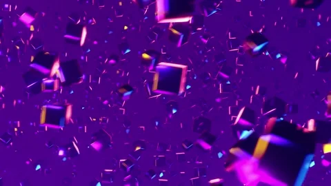 Purple background with many cubes and light. Infinitely looped animation Video stock 252352383