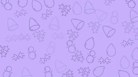Purple background pattern handdrawn stars, snowmen, drops, and arrow symbols Stock Footage 336436313
