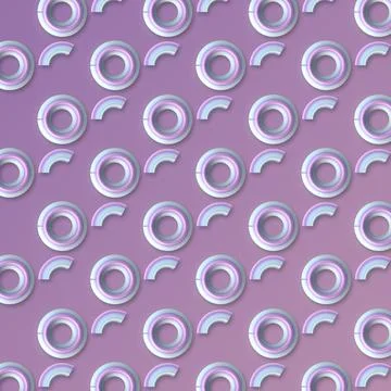 Purple background with a pattern of neon circles. 3d rendering illustration Stock Illustration