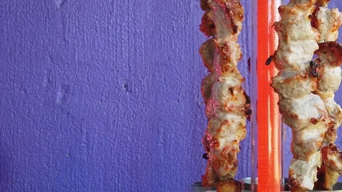 Purple background for text with kebabs Video stock 115587058