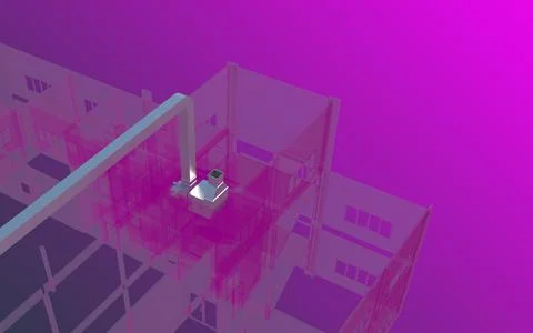 Purple background with a translucent fragment of the building structure Ilustración de archivo