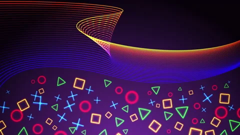 Purple background with triangle, squares, crosses in 4k video. Stock Footage 153084383