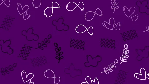 Purple background with whimsical doodles Stock Footage 335222919
