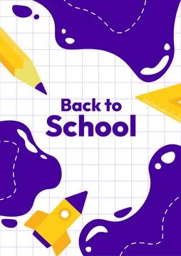 A purple background with a white grid and a yellow pencil Illustrazione stock