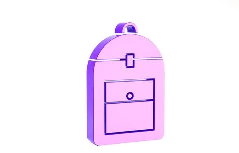 Purple Backpack icon isolated on white background. Minimalism concept. 3d ill Illustrazione stock