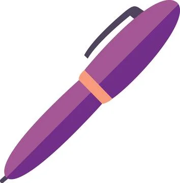 Purple ballpoint pen writing flat icon Stock Illustration