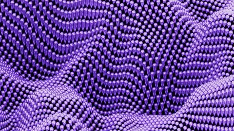 Purple balls on a background in wavy motion. Design. Minimal wavy surface with Stock Illustration