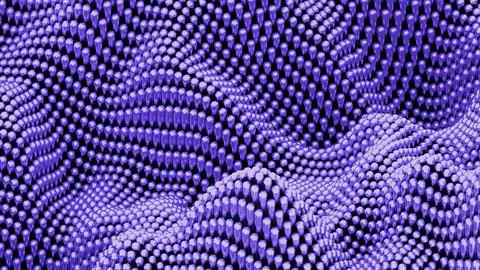 Purple balls on a background in wavy motion. Design. Minimal wavy surface with Stock Illustration
