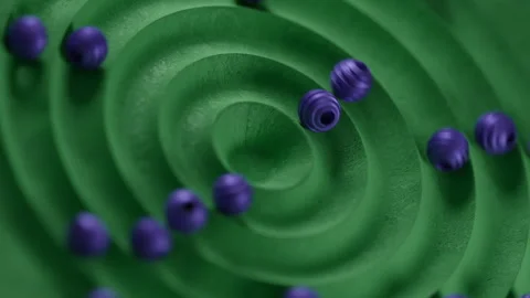 Purple balls rolling in green paths in circles Stock Footage 253592316
