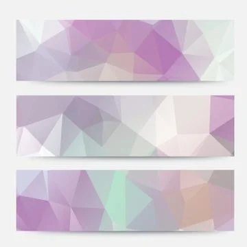 Purple banner vector geometric triangle.polygonal banners design template. Stock Illustration