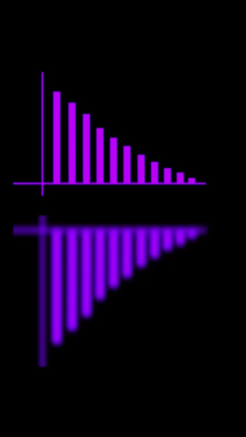 Purple Bar Chart with Reflection on Black Background graph data Stock Footage 337460734
