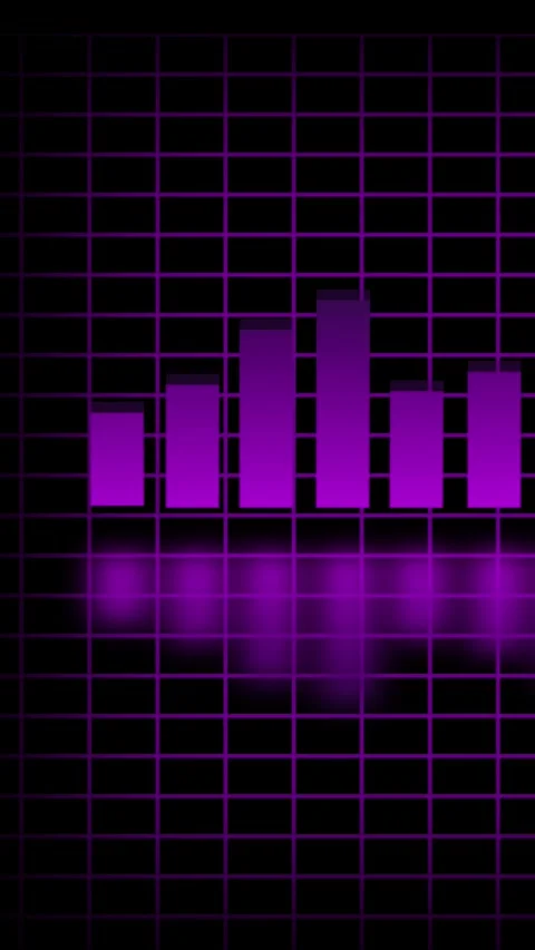 Purple Bar Chart with Reflections on Black Grid Background graph data Stock Footage 337460318