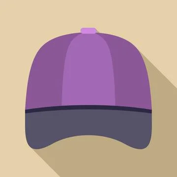 Purple baseball cap flat design icon with long shadow Stockillustratie