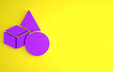 Purple Basic geometric shapes icon isolated on yellow background. Minimalism  Illustrazione stock