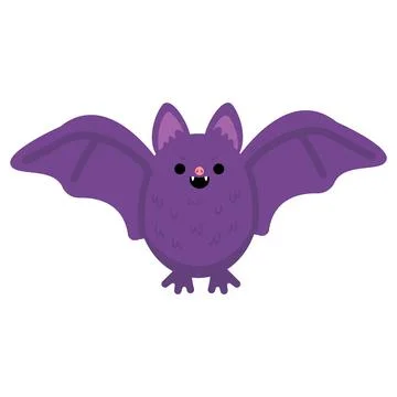 Purple bat flying with spread wings for Halloween spooky animal theme Stockillustratie