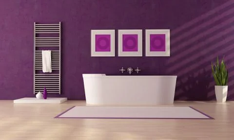 Purple bathroom Stock Illustration