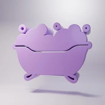 Purple Bathtub with foam bubbles inside icon isolated on grey background. M.. Stock Illustration