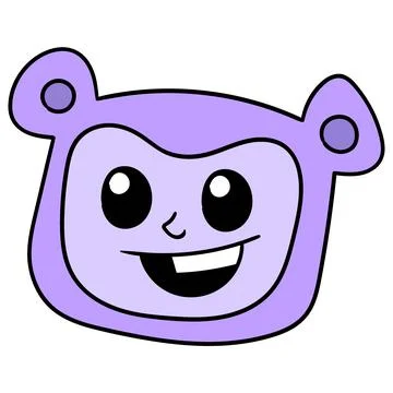 Purple bear head smiling friendly, doodle icon drawing Stock-Illustration
