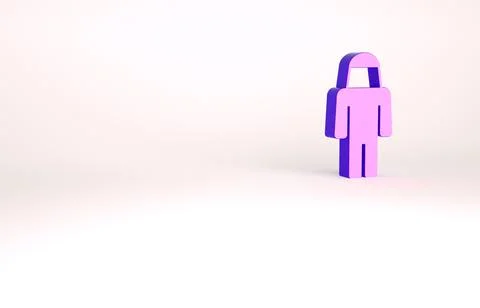 Purple Beekeeper with protect hat icon isolated on white background. Special Illustrazione stock