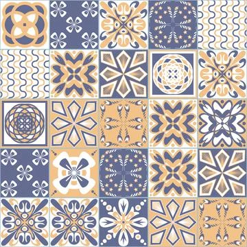 Purple beige pastel seamless pattern, portuguese talavera vector illustration Ilustración de archivo