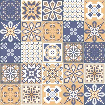 Purple beige seamless pattern, portuguese talavera ornate decoration, vector  스톡 일러스트