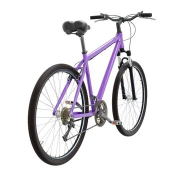 Purple bicycle, top back view isolated on white background, 3D illustration Stock Illustration