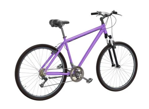 Purple bicycle, top back view isolated on white background, 3D illustration Stock Illustration